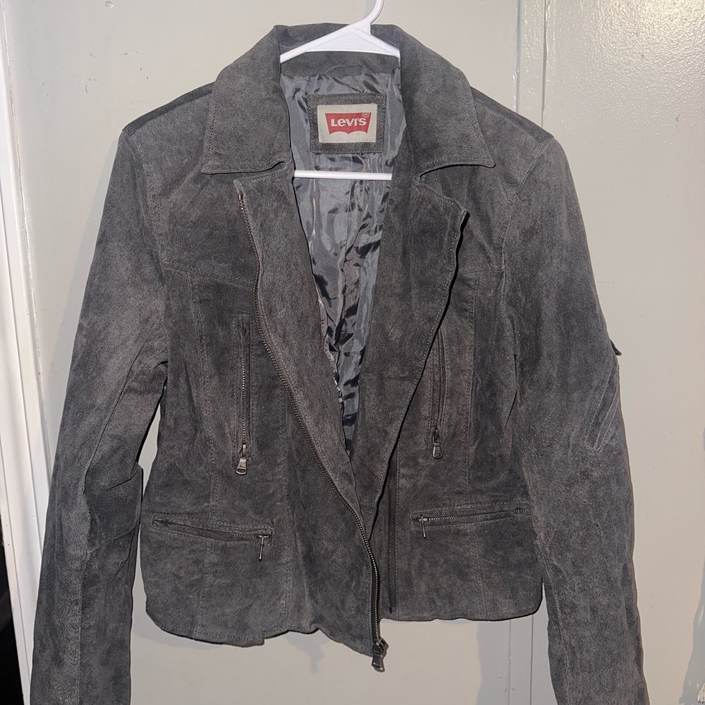 Levi’s Genuine Leather Moto Jacket Suede in Grey